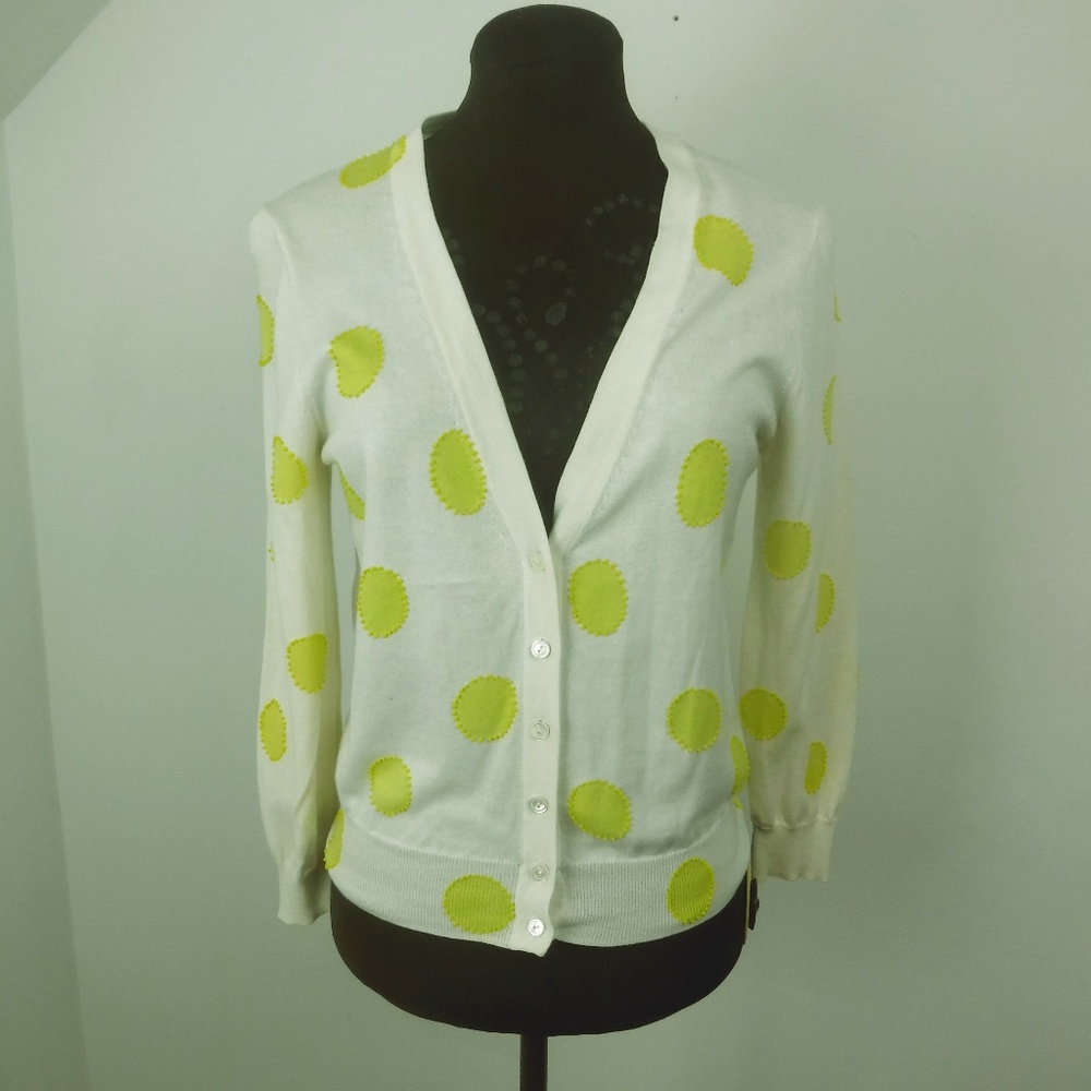 J. CREW POLKA DOT CARDIGAN SIZE M